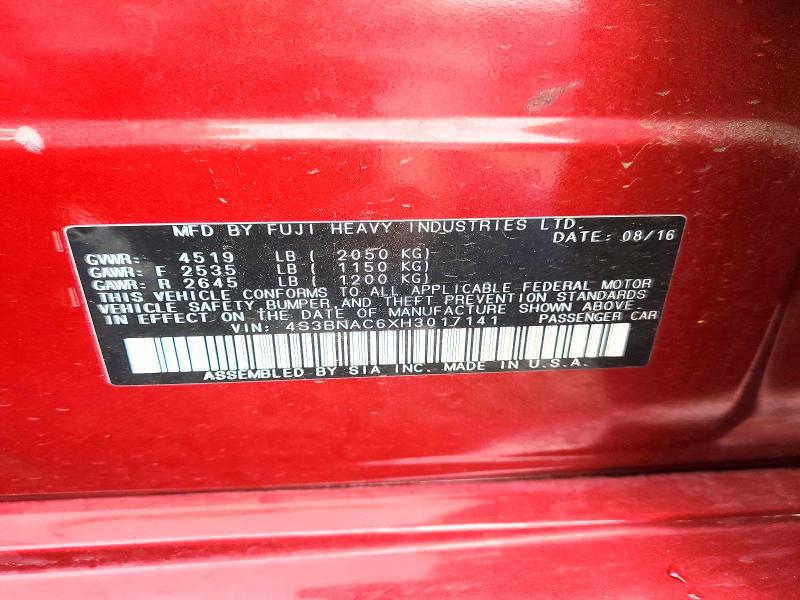 Aukcja sprzedaży 2017 Subaru Legacy, vin: 4S3BNAC6XH3017141, numer aukcji: 67576026