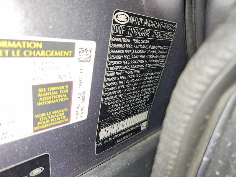 Продаж на аукціоні авто 2020 Land Rover Range Rover, vin: SALGS2RU1LA590226, номер лоту: 69374916