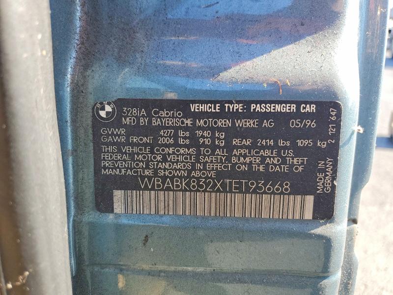 67371856 :رقم المزاد ، WBABK832XTET93668 vin ، 1996 Bmw 328 مزاد بيع