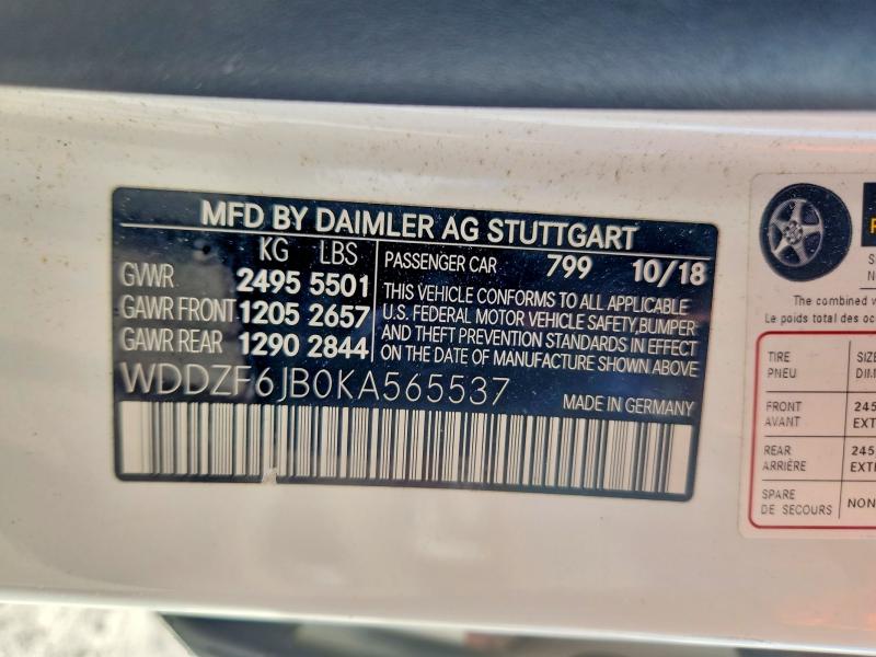 Продажа на аукционе авто 2019 Mercedes-benz E, vin: WDDZF6JB0KA565537, номер лота: 68236736