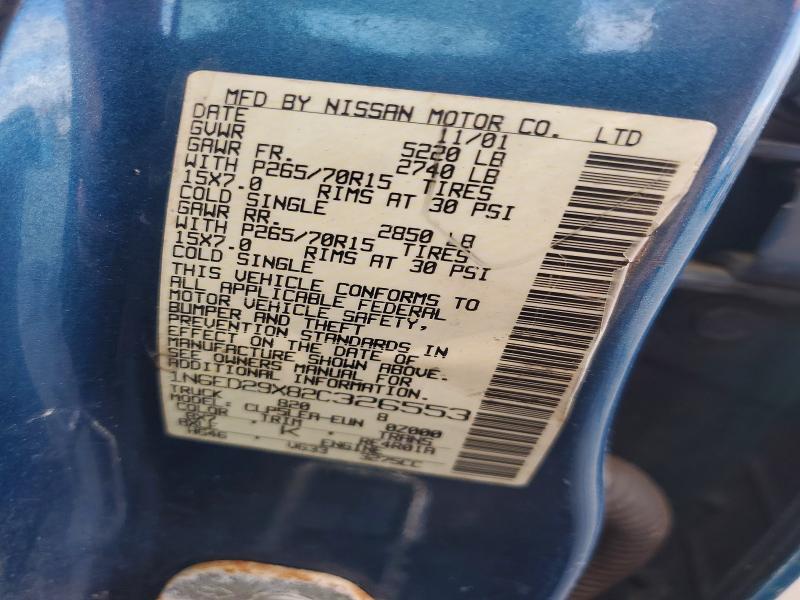 70099376 :رقم المزاد ، 1N6ED29X82C326553 vin ، 2002 Nissan Frontier مزاد بيع