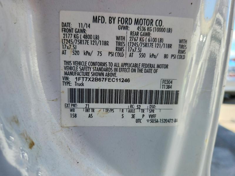66707156 :رقم المزاد ، 1FT7X2B67FEC11246 vin ، 2015 Ford F250 مزاد بيع