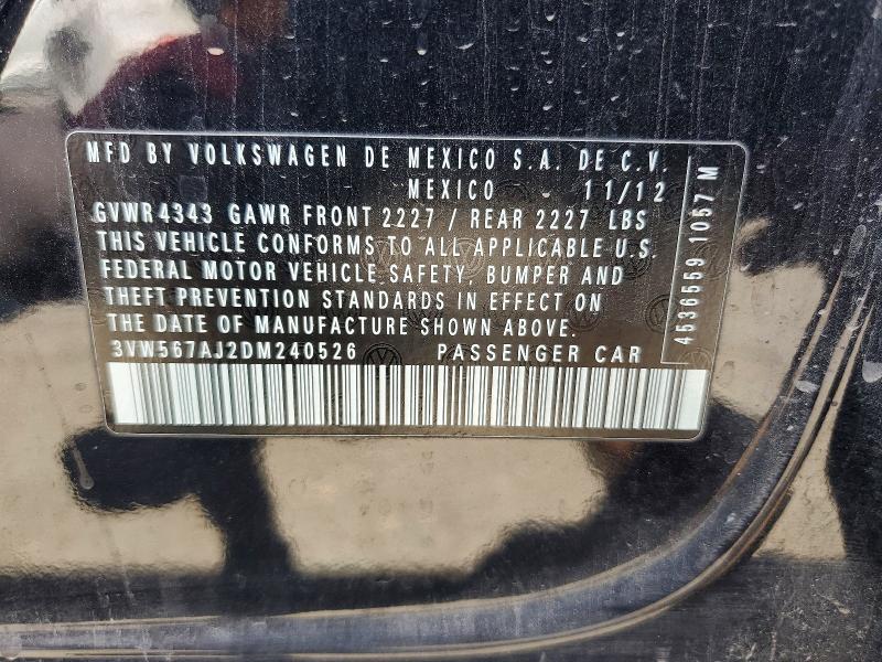Aukcja sprzedaży 2013 Volkswagen Jetta, vin: 3VW567AJ2DM240526, numer aukcji: 67494506