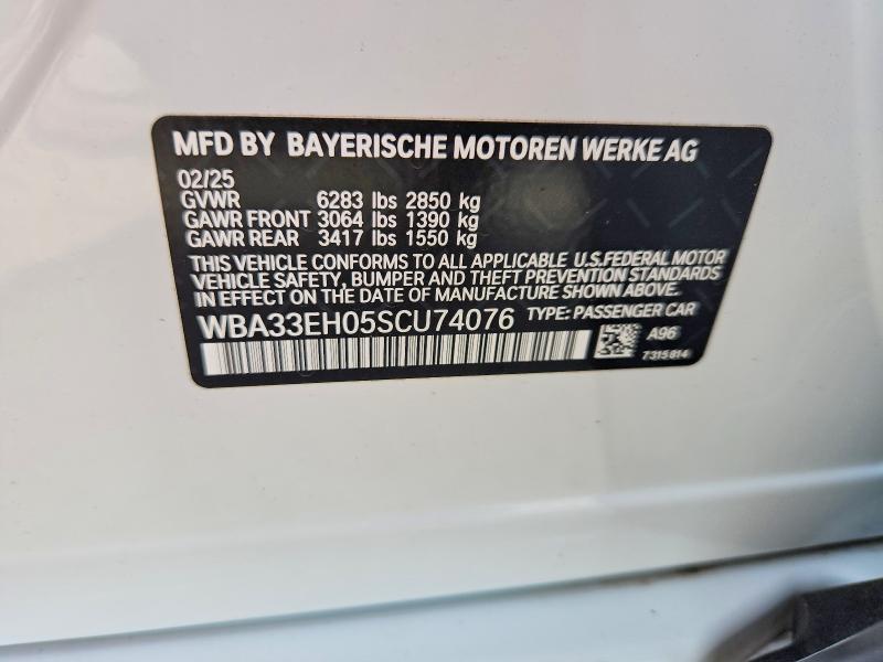 65347766 :رقم المزاد ، WBA33EH05SCU74076 vin ، 2025 Bmw 740 مزاد بيع