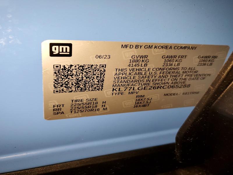 Продажа на аукционе авто 2024 Chevrolet Trax, vin: KL77LGE26RC065288, номер лота: 70603826