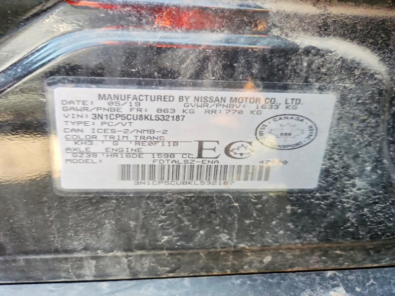 Aukcja sprzedaży 2019 Nissan Kicks, vin: 3N1CP5CU8KL532187, numer aukcji: 67707196