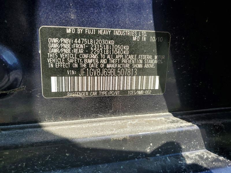 2011 Subaru Impreza მანქანა იყიდება აუქციონზე, vin: JF1GV8J69BL507813, აუქციონის ნომერი: 69749336