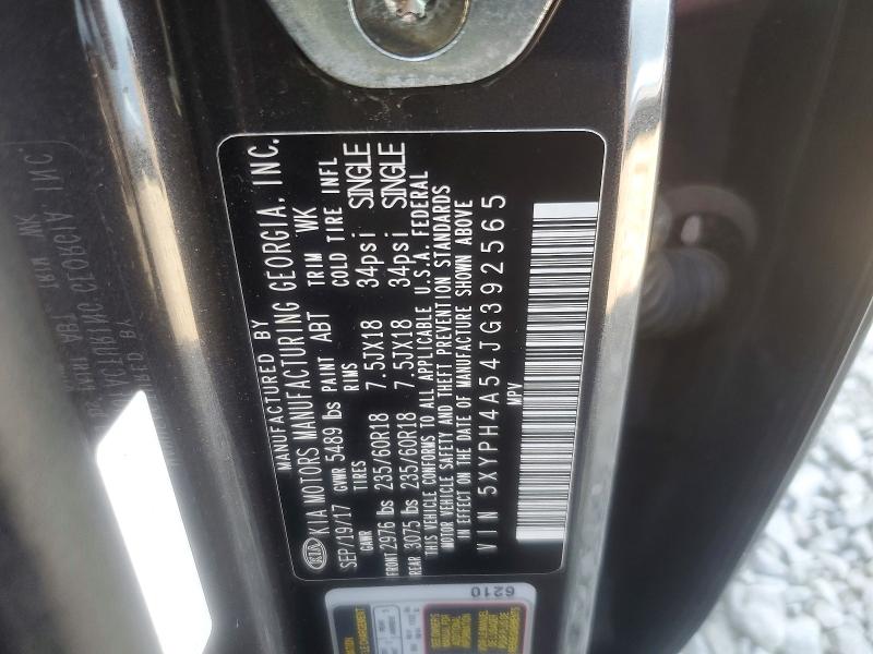 67788266 :رقم المزاد ، 5XYPH4A54JG392565 vin ، 2018 Kia Sorento مزاد بيع