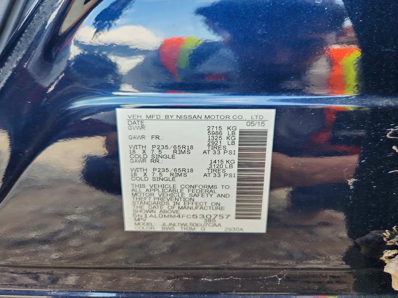 2015 Infiniti Qx60 მანქანა იყიდება აუქციონზე, vin: 5N1AL0MM4FC530757, აუქციონის ნომერი: 69227336
