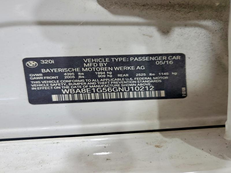 Продаж на аукціоні авто 2016 Bmw 320, vin: WBA8E1G56GNU10212, номер лоту: 69176776