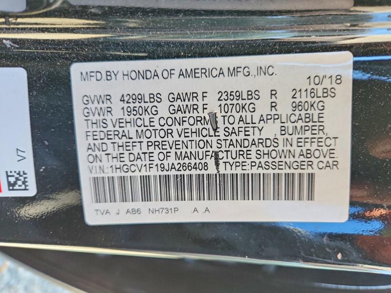 Продаж на аукціоні авто 2018 Honda Accord, vin: 1HGCV1F19JA266408, номер лоту: 69424086