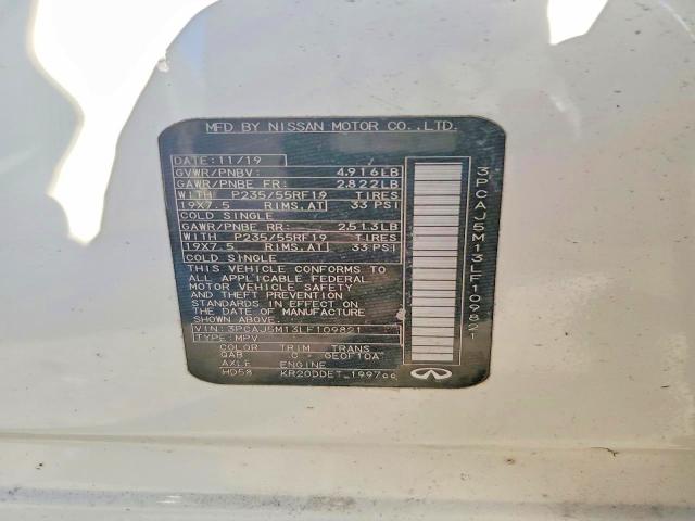 Aukcja sprzedaży 2020 Infiniti Qx50, vin: 3PCAJ5M13LF109821, numer aukcji: 71132836