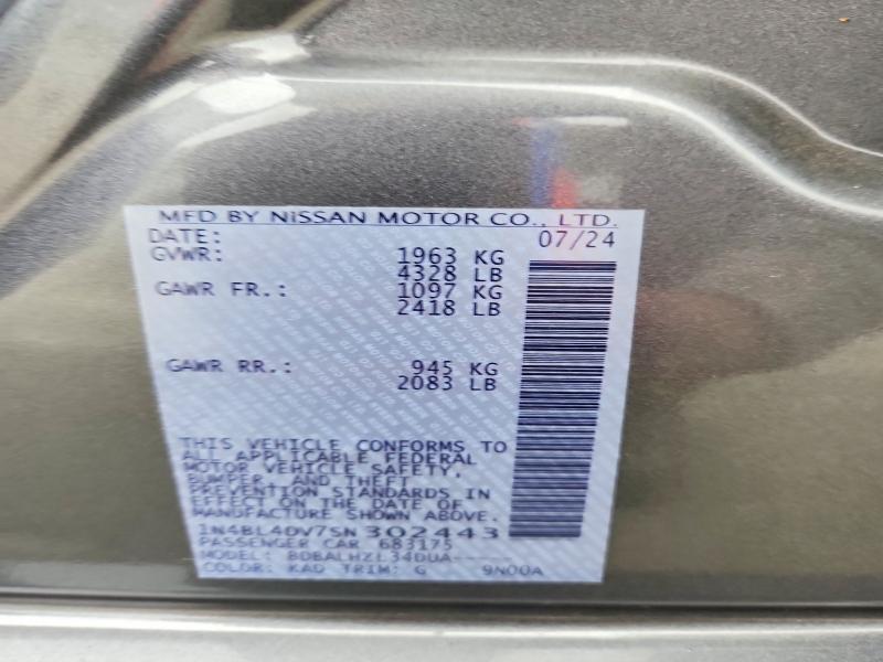 71012506 :رقم المزاد ، 1N4BL4DV7SN302443 vin ، 2025 Nissan Altima مزاد بيع