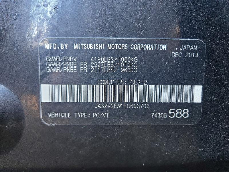 69583256 :رقم المزاد ، JA32V2FW1EU603703 vin ، 2014 Mitsubishi Lancer مزاد بيع
