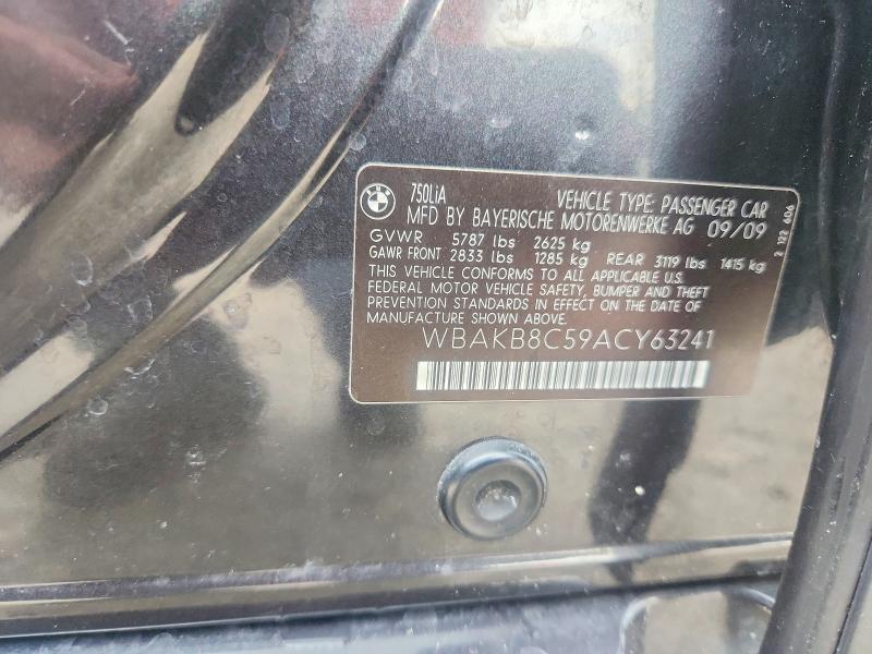 Продажа на аукционе авто 2010 Bmw 750, vin: WBAKB8C59ACY63241, номер лота: 67424076