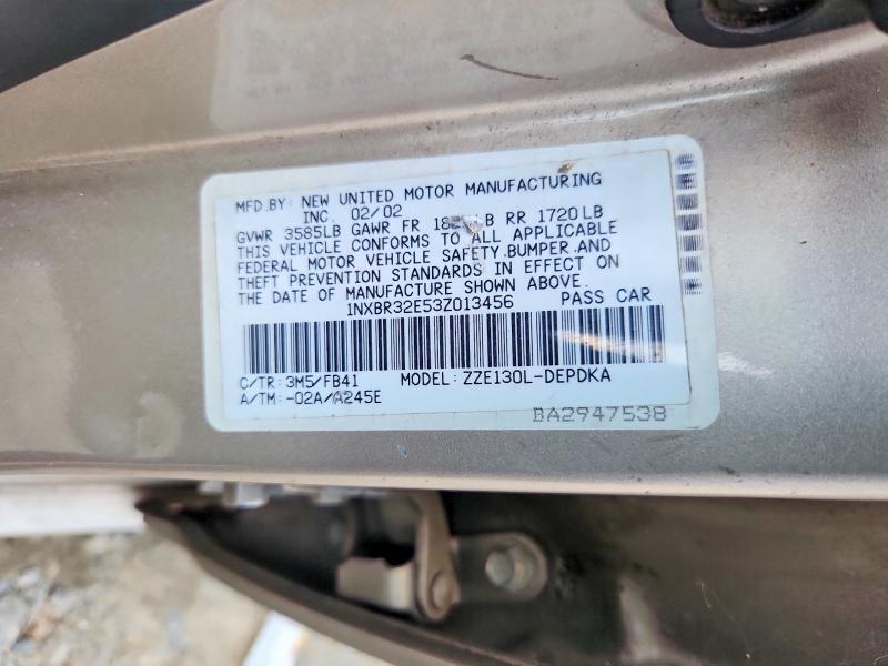 2003 Toyota Corolla მანქანა იყიდება აუქციონზე, vin: 1NXBR32E53Z013456, აუქციონის ნომერი: 67633856