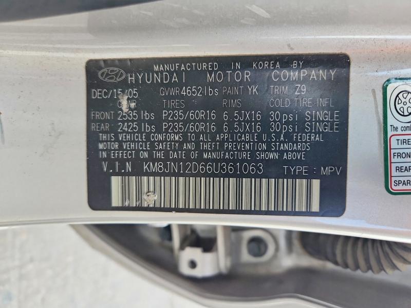 Продажа на аукционе авто 2006 Hyundai Tucson, vin: KM8JN12D66U361063, номер лота: 70795056