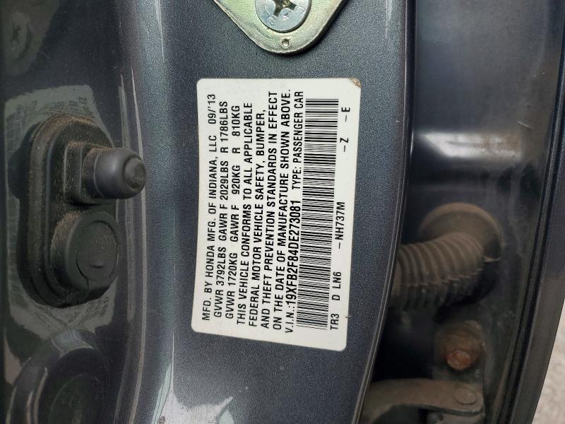 Продажа на аукционе авто 2013 Honda Civic, vin: 19XFB2F84DE273081, номер лота: 68985236