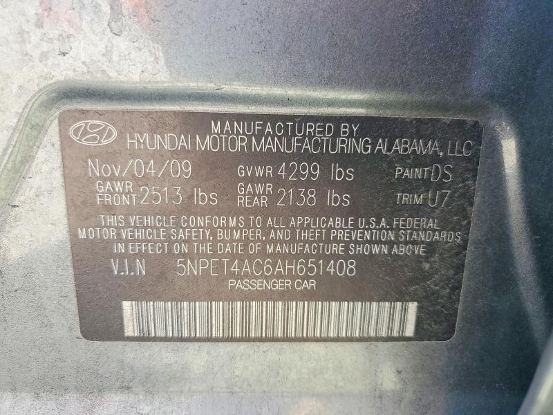 71049026 :رقم المزاد ، 5NPET4AC6AH651408 vin ، 2010 Hyundai Sonata مزاد بيع