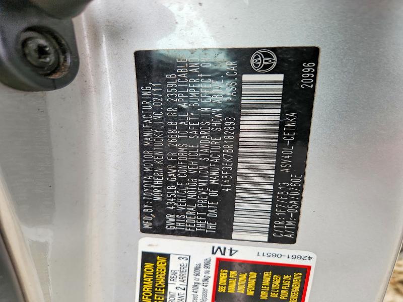 69933316 :رقم المزاد ، 4T4BF3EK7BR182893 vin ، 2011 Toyota Camry مزاد بيع
