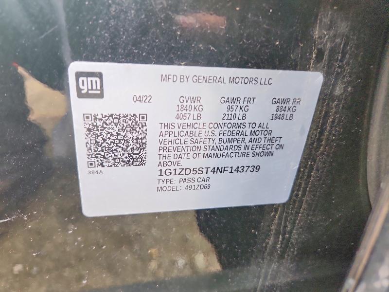 2022 Chevrolet Malibu მანქანა იყიდება აუქციონზე, vin: 1G1ZD5ST4NF143739, აუქციონის ნომერი: 68752446