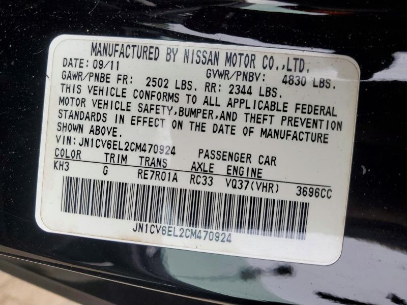 Aukcja sprzedaży 2012 Infiniti G37 Coupe, vin: JN1CV6EL2CM470924, numer aukcji: 70420206