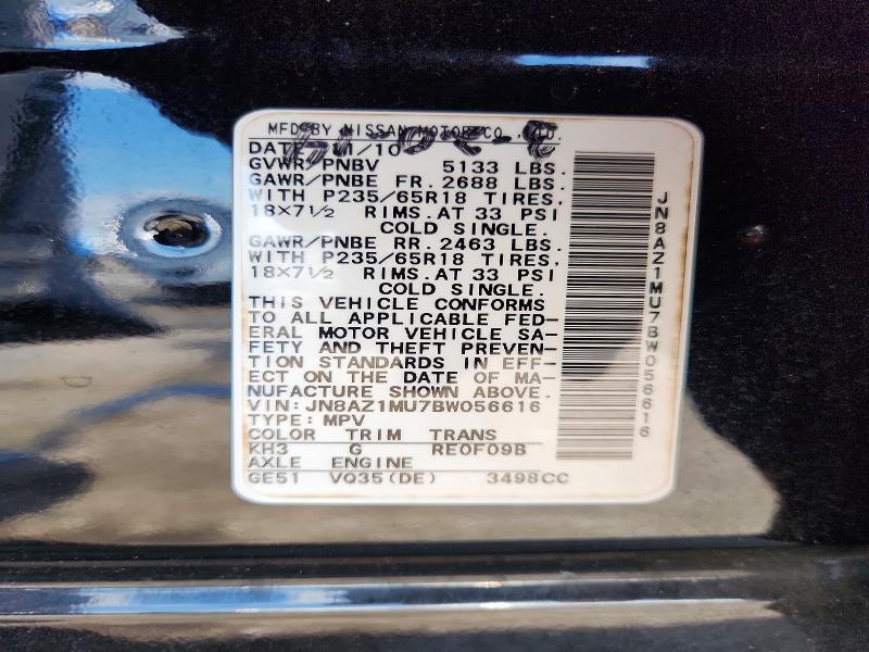 Продажа на аукционе авто 2011 Nissan Murano, vin: JN8AZ1MU7BW056616, номер лота: 67930356