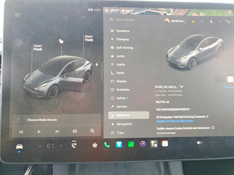 Aukcja sprzedaży 2022 Tesla Model Y, vin: 7SAYGDEE9NF559374, numer aukcji: 64202006
