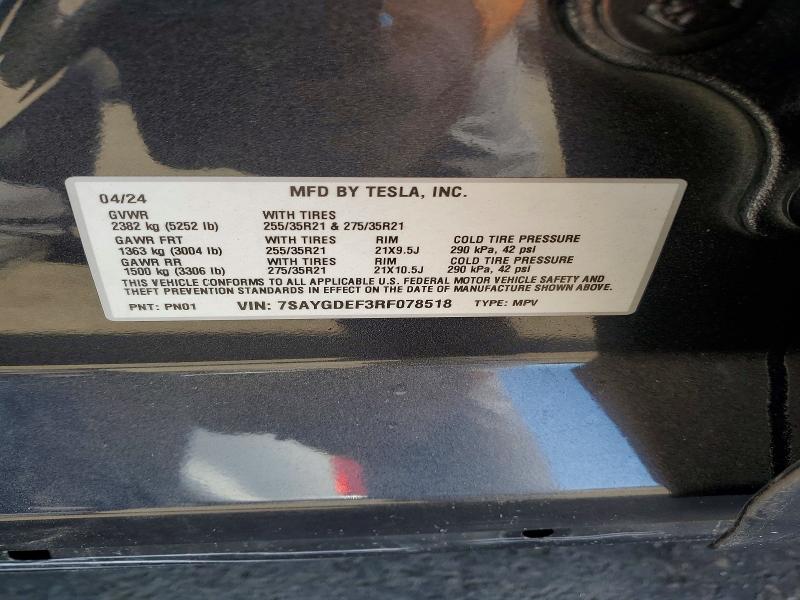 Продажа на аукционе авто 2024 Tesla Model Y, vin: 7SAYGDEF3RF078518, номер лота: 67357386