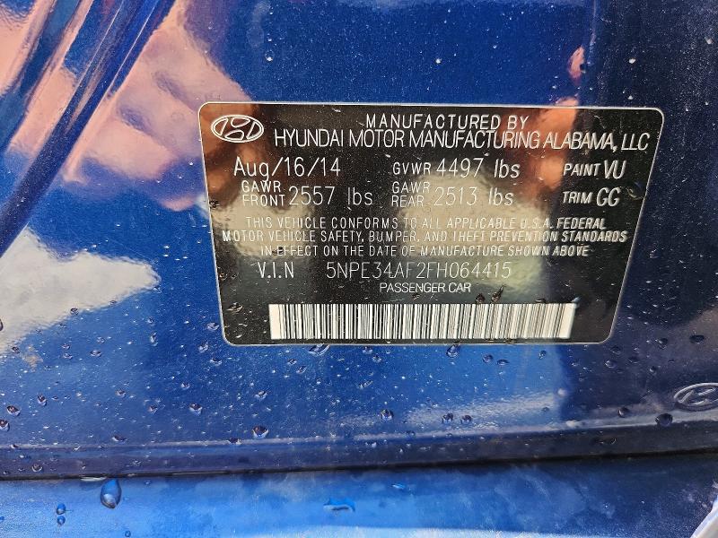 2015 Hyundai Sonata მანქანა იყიდება აუქციონზე, vin: 5NPE34AF2FH064415, აუქციონის ნომერი: 67850706