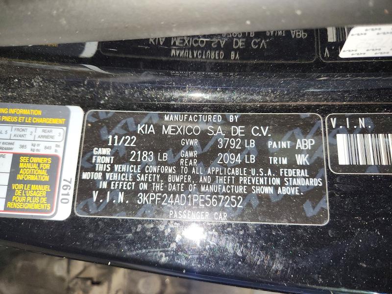 Продажа на аукционе авто 2023 Kia Forte, vin: 3KPF24AD1PE567252, номер лота: 67631106