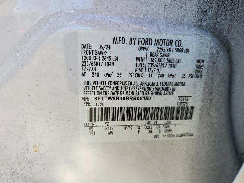 2024 Ford Maverick მანქანა იყიდება აუქციონზე, vin: 3FTTW8R99RRB06150, აუქციონის ნომერი: 65961896