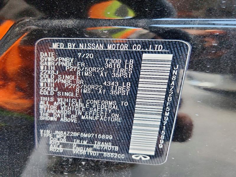 2021 Infiniti Qx80 მანქანა იყიდება აუქციონზე, vin: JN8AZ2BF5M9715899, აუქციონის ნომერი: 67368156
