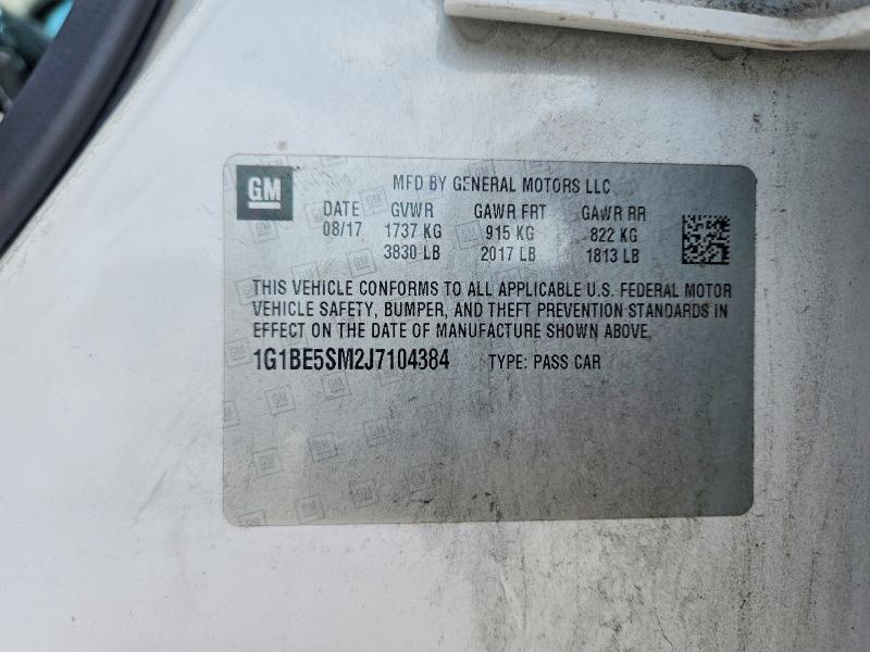 2018 Chevrolet Cruze მანქანა იყიდება აუქციონზე, vin: 1G1BE5SM2J7104384, აუქციონის ნომერი: 69883996