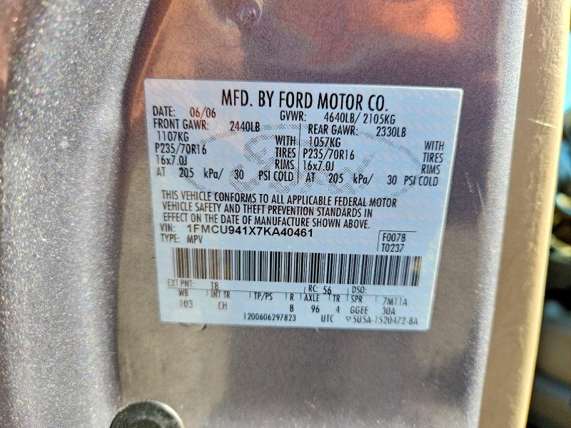 Продаж на аукціоні авто 2007 Ford Escape, vin: 1FMCU941X7KA40461, номер лоту: 70091366
