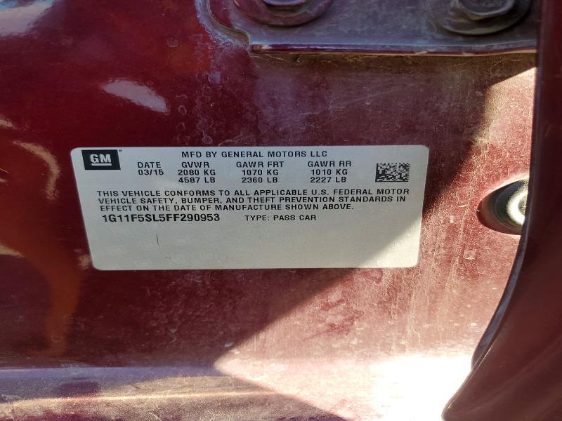 Продажа на аукционе авто 2015 Chevrolet Malibu, vin: 1G11F5SL5FF290953, номер лота: 68831406