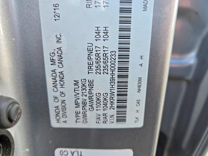Aukcja sprzedaży 2017 Honda Cr-v, vin: 2HKRW1H39HH000233, numer aukcji: 65279486
