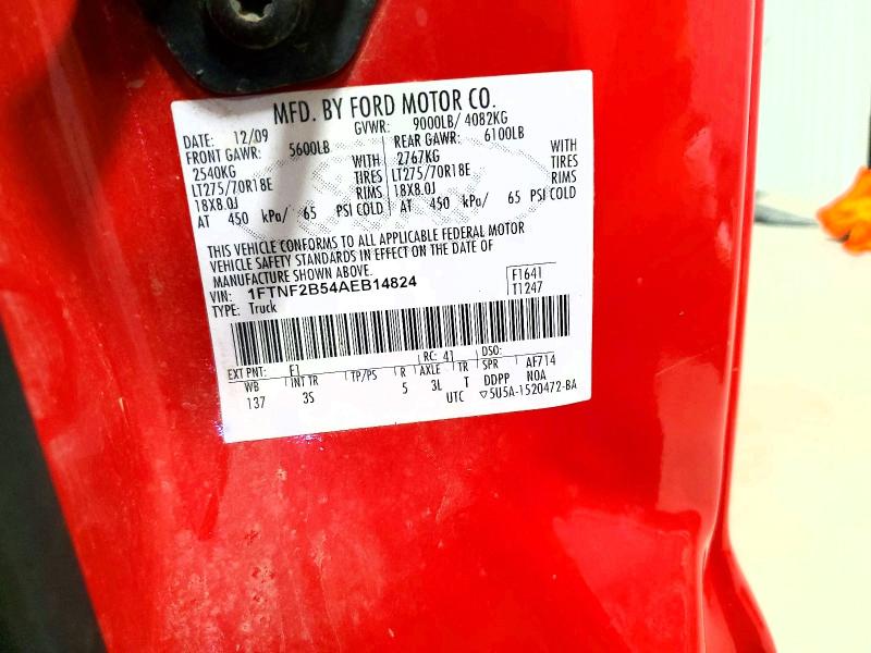 69618806 :رقم المزاد ، 1FTNF2B54AEB14824 vin ، 2010 Ford F250 مزاد بيع