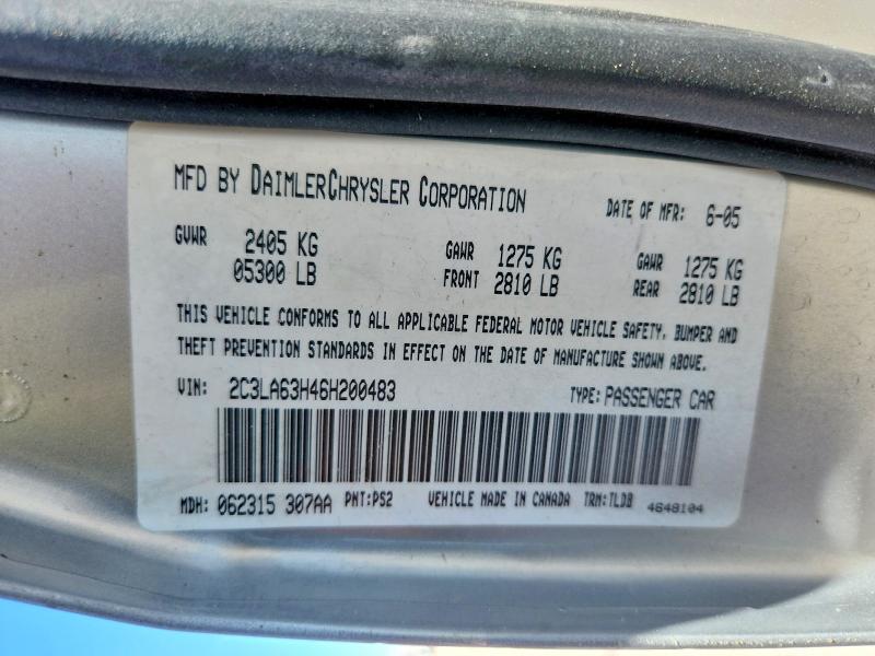 67215256 :رقم المزاد ، 2C3LA63H46H200483 vin ، 2006 Chrysler 300c مزاد بيع