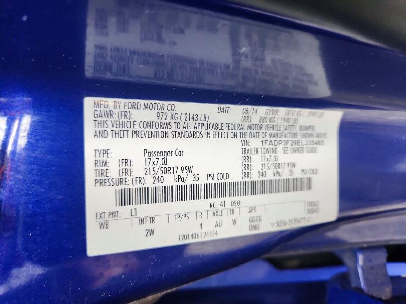 Aukcja sprzedaży 2014 Ford Focus, vin: 1FADP3F29EL335485, numer aukcji: 67301006