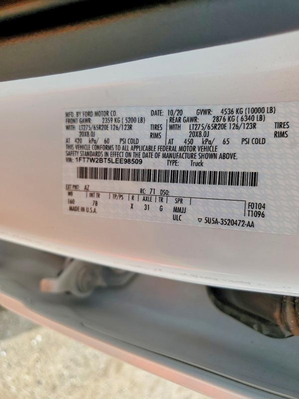 Продажа на аукционе авто 2020 Ford F250, vin: 1FT7W2BT5LEE98509, номер лота: 69590926