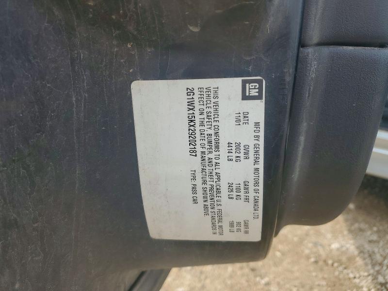 69025816 :رقم المزاد ، 2G1WX15KX29202187 vin ، 2002 Chevrolet Monte Carlo مزاد بيع