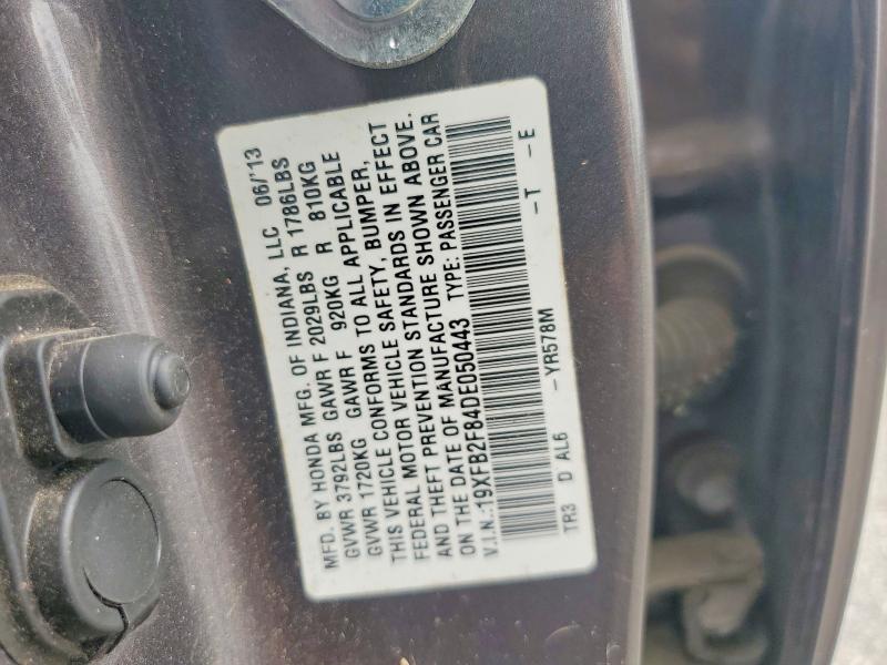 Продаж на аукціоні авто 2013 Honda Civic, vin: 19XFB2F84DE050443, номер лоту: 70079296