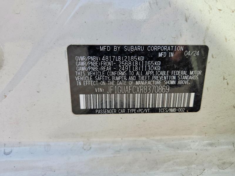 Auction sale of the 2024 Subaru Impreza, vin: JF1GUAFCXR8370869, lot number: 69223226