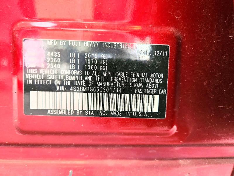 71254586 :رقم المزاد ، 4S3BMBG65C3017141 vin ، 2012 Subaru Legacy مزاد بيع