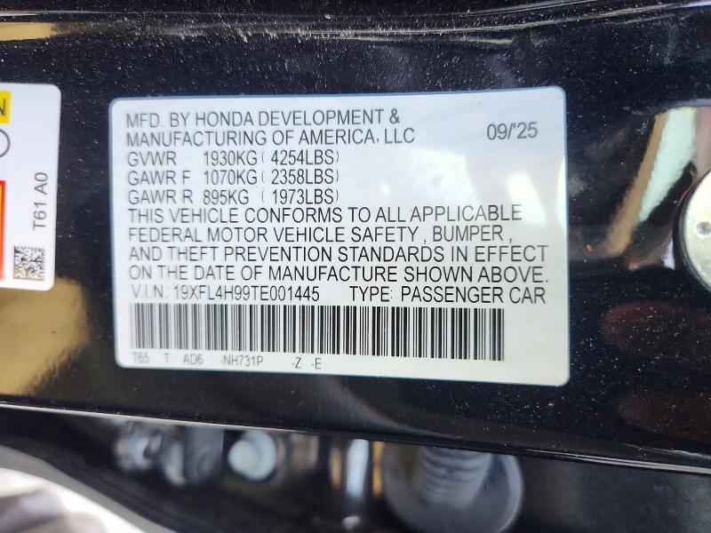 Продажа на аукционе авто 2026 Honda Civic, vin: 19XFL4H99TE001445, номер лота: 67681396