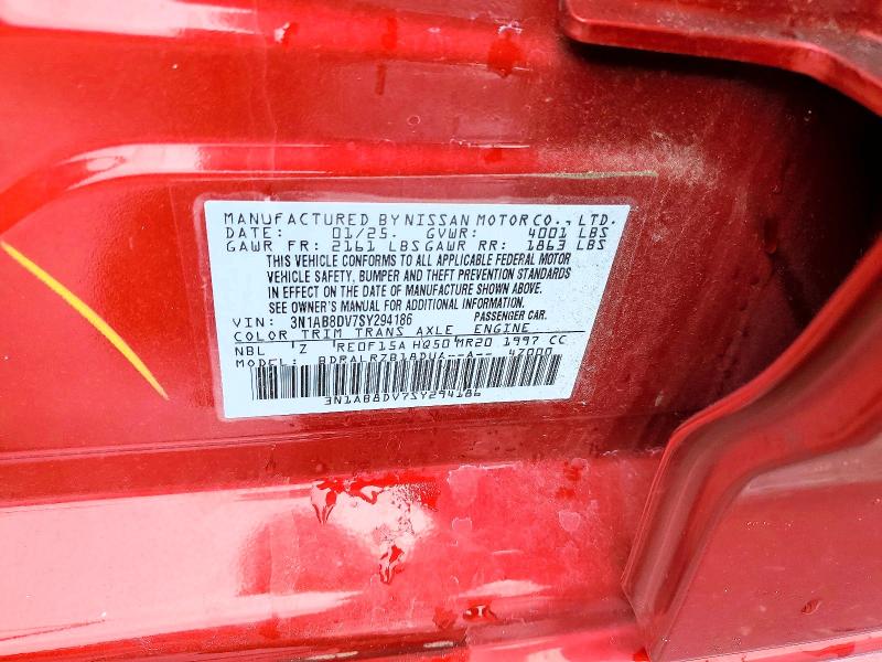 2025 Nissan Sentra მანქანა იყიდება აუქციონზე, vin: 3N1AB8DV7SY294186, აუქციონის ნომერი: 70358936