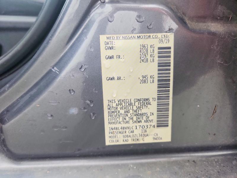 Продаж на аукціоні авто 2020 Nissan Altima, vin: 1N4BL4BVXLC170374, номер лоту: 70256796