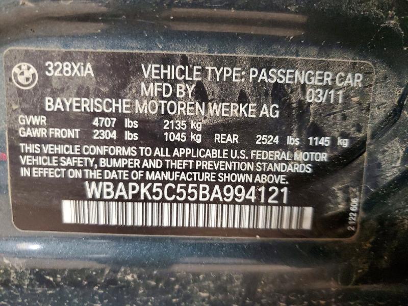 69322076 :رقم المزاد ، WBAPK5C55BA994121 vin ، 2011 Bmw 328 مزاد بيع