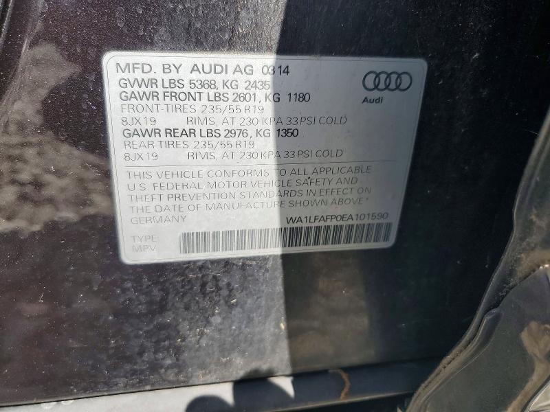 2014 Audi Q5 მანქანა იყიდება აუქციონზე, vin: WA1LFAFP0EA101590, აუქციონის ნომერი: 68299896